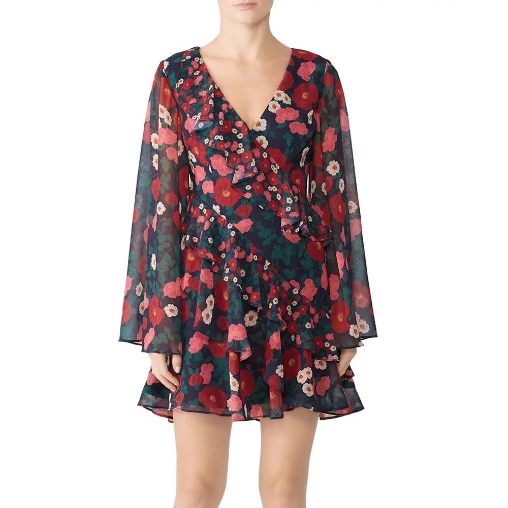 Keepsake Waves Bell Sleeve Floral Dress Small
